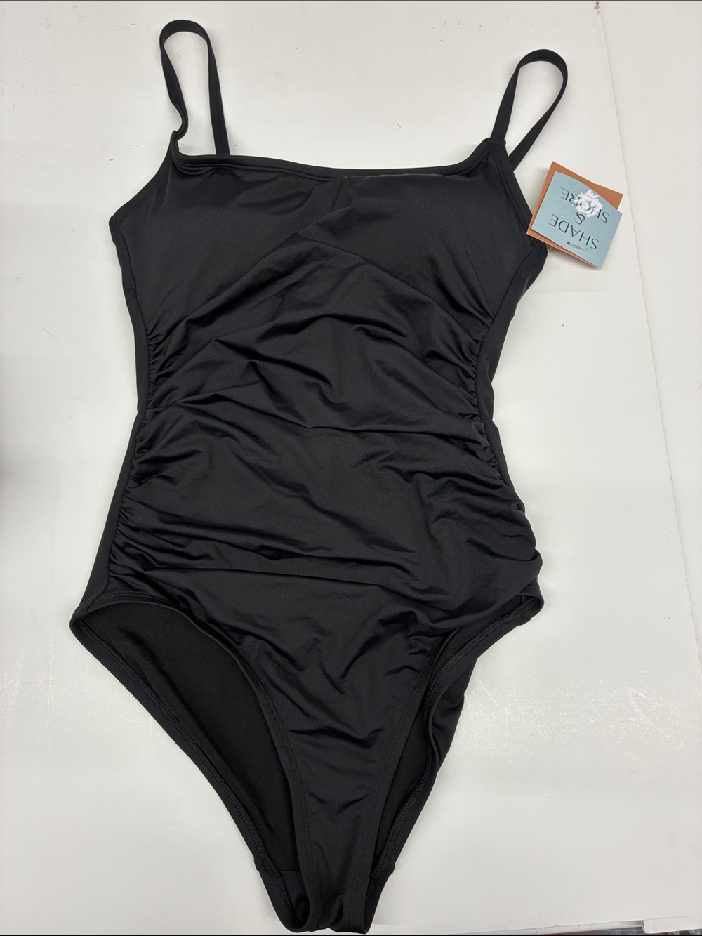 NEW Shade & Shore Women’s Classic Black One-Piece Swimsuit Size Small